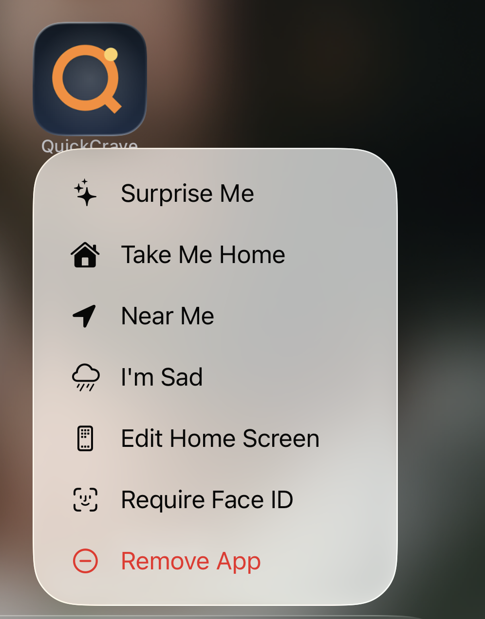 People Route iOS app icon quick option menu preview